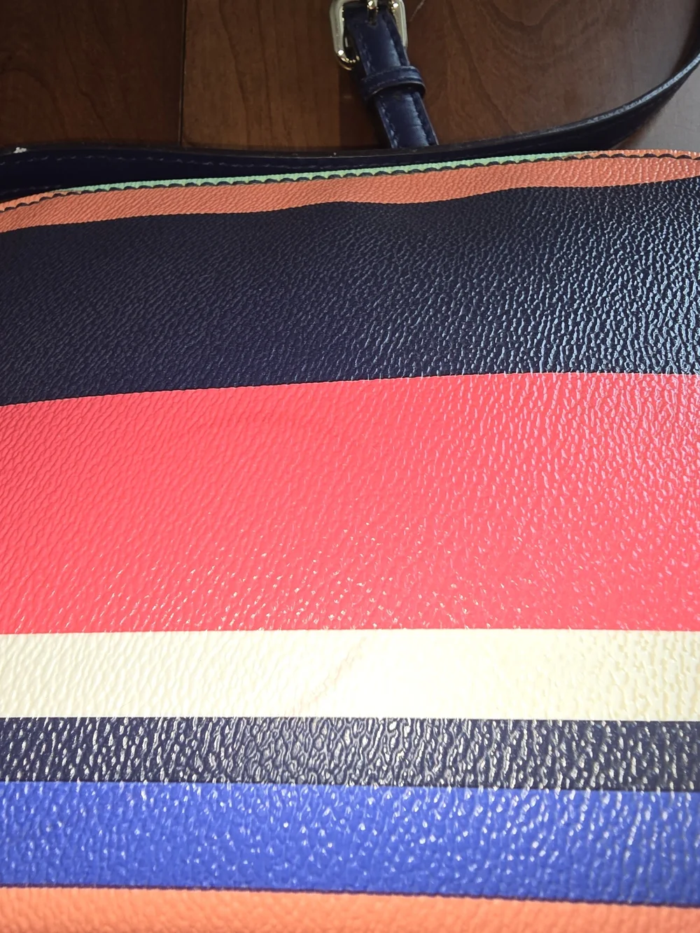 kate spade Navy & Coral Stripe Crossbody Bag, EUC